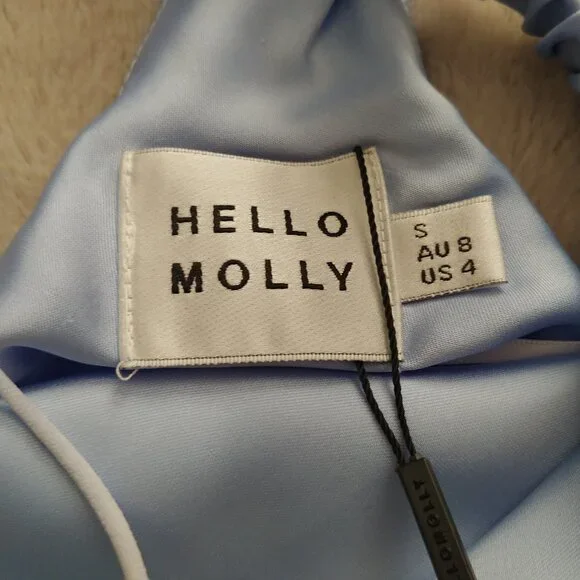 BRAND NEW Hello Molly baby blue satin mini dress size S/ US 4 - Picture 13 of 15